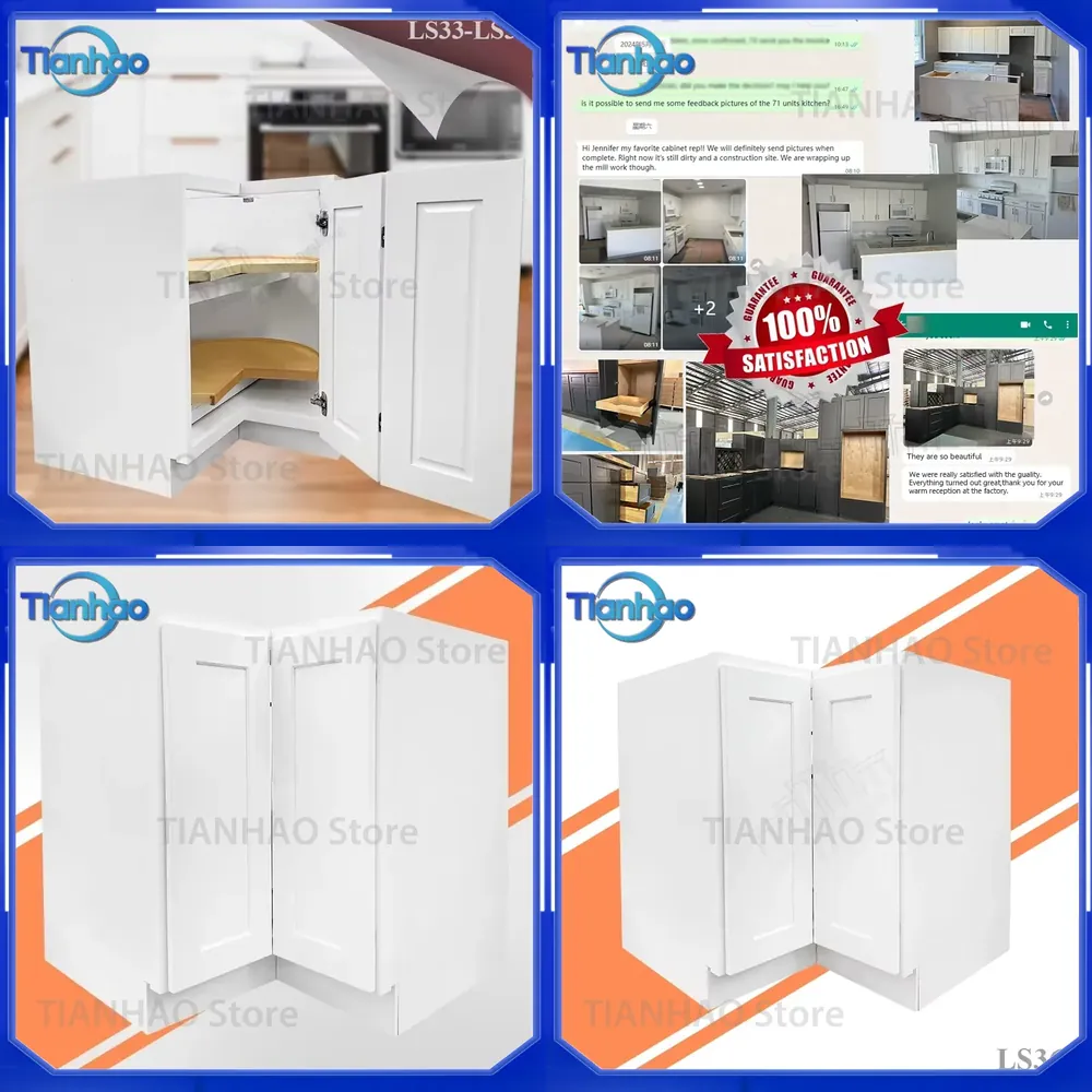 Home Improvement Sales - モジュール式フラットパックレイジースーザンキャビネット、キッチンリフォーム用、販売中、即日発送可能、ホワイトコーナーベースキャビネット、簡単設置