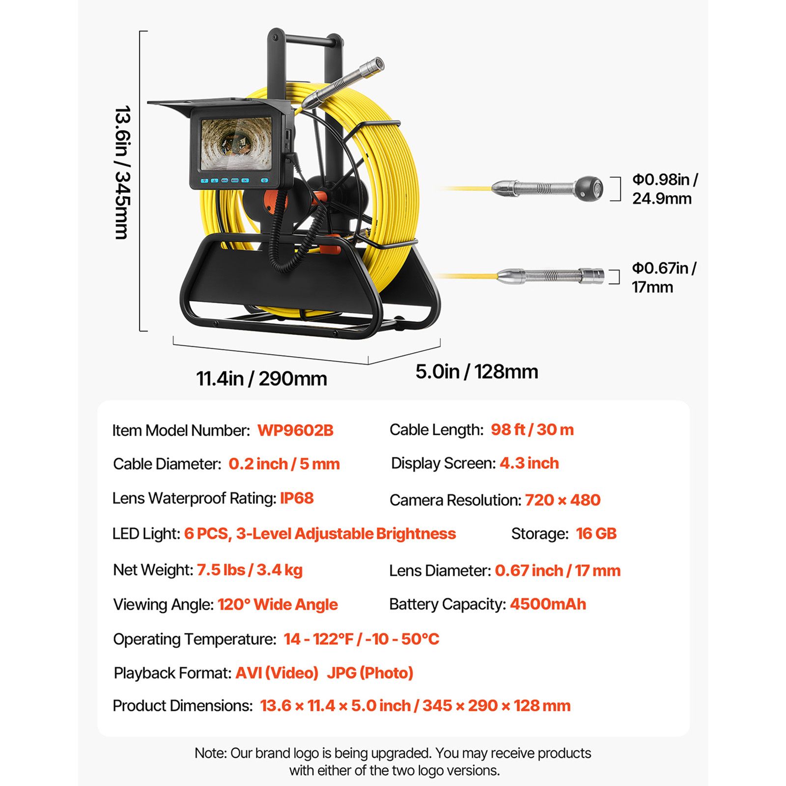 下水道カメラ、98フィート/30メートル、4.3インチ排水管 - Plumbing Snake Drain のレビューと価格