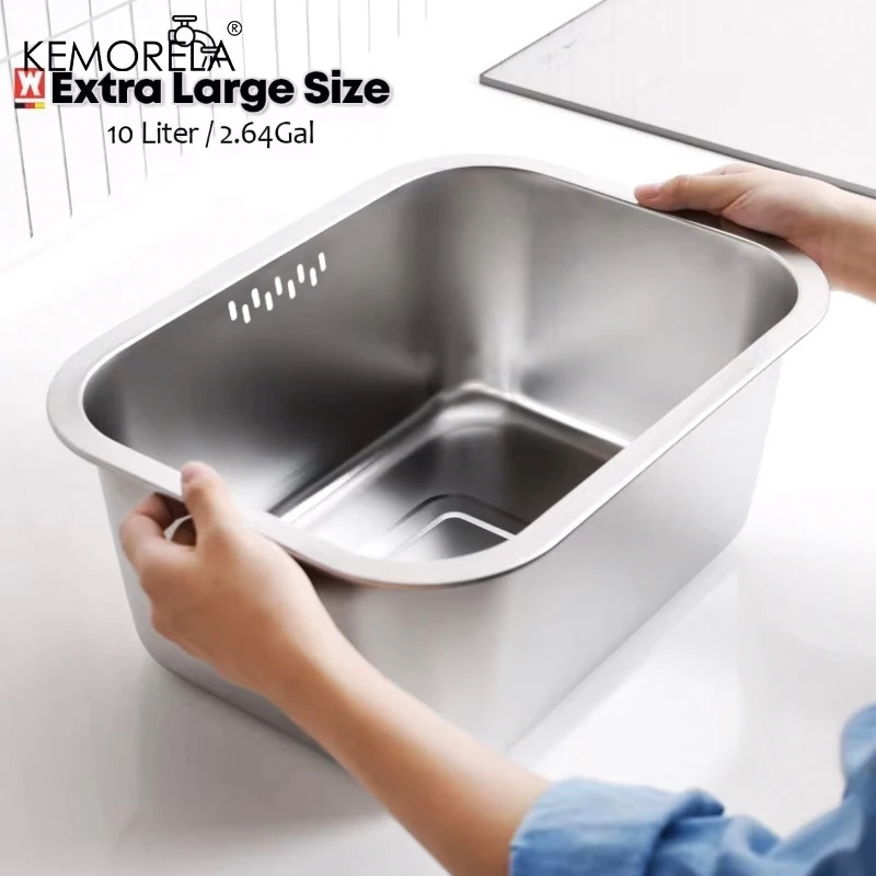 10L ポータブルステンレス鋼洗浄ボウル大型多目的食器桶野菜 - Home Improvement K&B Construction のレビューと価格
